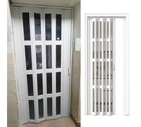PVC Folding Door for Kitchen & Laundry Room - Large 20x80 Inch Multi-Fold Temporary Door with Acrylic Panel for Cabinets Bathrooms & Pantries
