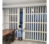 PVC Folding Door Sliding Door Indoor Open Kitchen, White PVC Plastic Internal Accordion Doors Oak Effect, Clear Acrylic Panel, Double Doors Over 1.7m(64x80in(163x203cm))
