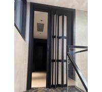PVC Folding Door with Frosted Window, Magnetic Closure for Bathroom, Bedroom, Living Room Privacy
