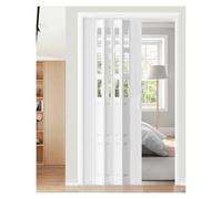 PVC Folding Interior Sliding Door for Room Divider 46x80in White Space Saving Closet Door with Handle for Bathroom Kitchen Pantry & Hallway