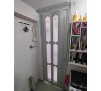 PVC Folding Screen Door for Interior Doorway, Retractable Sliding Door for Bedroom Pantry, Restroom Laundry Room Closet Doors, Basement Divider Gate