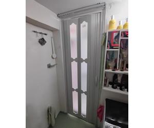 PVC Folding Screen Door for Interior Doorway, Retractable Sliding Door for Bedroom Pantry, Restroom Laundry Room Closet Doors, Basement Divider Gate