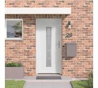 PVC Front Door, White, 98 x 200 cm, Durable Composite Material, Modern Entrance Door for Indoor and Outdoor Use, Easy Assembly, with Glass Insert