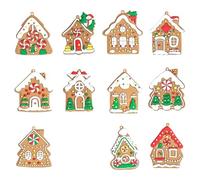 PVC Gingerbread House Christmas Ornaments 11Pcs Soft Plastic Hanging Decor For Xmas Tree Window And Festive Home Decorations Christmas Village Sence Decoration