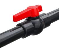 PVC Globe Valve， PVC Ball ., Water Flow Control Switch, Red Handle, Sizes 20-160mm(32mm)