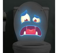 PVC Glow in the Dark Toilet Sticker with Amusing Facial Expressions for Bathroom Nighttime Visual Interest and Decoration (A)