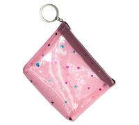 PVC Heart Coin Purse with Zipper, Translucent Net Change Bag