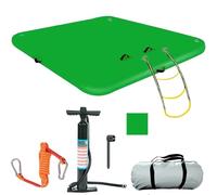 PVC Inflatable Floating Water Mat with Ladder, Non-Slip Air Pump, Repair Kit and Carry Bag (6ft x 5ft)
