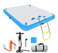 PVC Inflatable Floating Water Mat with Rope Ladder, Non-Slip, Air Pump, Repair Kit and Carry Bag