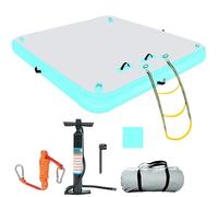 PVC Inflatable Floating Water Mat with Rope Ladder, Non-Slip, Air Pump, Repair Kit and Carry Bag