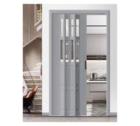 PVC Internal Folding Closet Door, Interior Sliding Door with Handle for Bathroom, Kitchen, Pantry, and Hallway