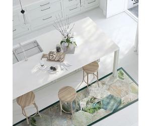 PVC Kitchen Runner Non-Slip Washable Fire Resistant Scratch Resistant 100% Made in ItalyRunner Tropical Composition 50 x 240 cm