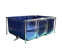 PVC KOI Aquarium Tank, Temporary Fish Tank with Clear Viewing Panel, KOI/Goldfish Pond with 304SS Frame & Drain Valve 150x100x71cm
