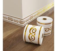 PVC Laminate Beading Self Adhesive, Flexible, Waterproof, Peel and Stick Architrave Skirting Board, Flexible Molding Trim for Laminate Flooring, Wall Ceiling(Q)