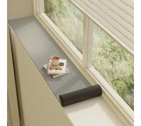 PVC Leather Window Sill Protector, Thin Window Sill Mat Dog Cat Perch Bench, Solid Color/Floral/Panda Window Sill Decor Capping Anti-slip Pad(Gray,49x6in(124x15cm))