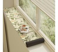 PVC Leather Window Sill Protector, Thin Window Sill Mat Dog Cat Perch Bench, Solid Color/Floral/Panda Window Sill Decor Capping Anti-slip Pad(Green,49x10in(124x25cm))