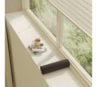 PVC Leather Window Sill Protector, Thin Window Sill Mat Dog Cat Perch Bench, Solid Color/Floral/Panda Window Sill Decor Capping Anti-slip Pad(Marble,49x16in(124x41cm))
