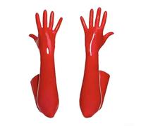 PVC Long Gloves for Club and Performance in Eye Catching Black and Red (M Red)