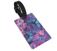 PVC Luggage Tags for Suitcases TSA Approved, Butterfly Suitcase Tags Identifiers, Id Name Tags for Backpacks, Personalizable Bag Tag for Travel, Kids, Gym & Airports, Id Labels for Women Men