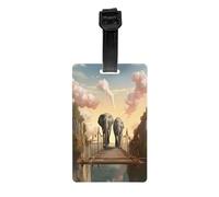 PVC Luggage Tags for Suitcases TSA Approved, Elephant On A Bridge Luggage Identifiers for Travel Bags Unique Compact Lightweight Baggage Tag for Backpacks, Id Tag Baggage Tags for Air Travel