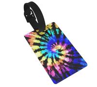 PVC Luggage Tags for Suitcases TSA Approved, Exotic Tribe Tie Dye Style Suitcase Tags Identifiers, Id Name Tags for Backpacks, Personalizable Bag Tag for Travel Gym Airports, Id Labels for Women Men