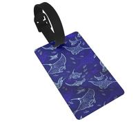 PVC Luggage Tags for Suitcases TSA Approved, Manta Ray and Fish Suitcase Tags Identifiers, Id Name Tags for Backpacks, Personalizable Bag Tag for Travel, Kids, Gym & Airports, Id Labels for Women Men