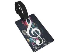 PVC Luggage Tags for Suitcases TSA Approved, Music Notes Suitcase Tags Identifiers, Id Name Tags for Backpacks, Personalizable Bag Tag for Travel, Kids, Gym & Airports, Id Labels for Women Men