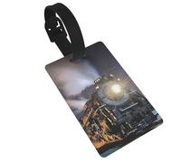 PVC Luggage Tags for Suitcases TSA Approved, Steam Train Suitcase Tags Identifiers, Id Name Tags for Backpacks, Personalizable Bag Tag for Travel, Kids, Gym & Airports, Id Labels for Women Men