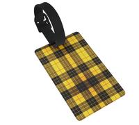 Pvc Luggage Tags For Suitcases Tsa Approved, Yellow Gray Black Plaid Suitcase Tags Identifiers, Id Name Tags For Backpacks, Personalizable Bag Tag For Travel Kid, Gym Airports, Id Labels For Women Men