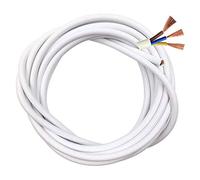 PVC Mains Electrical Wire/3 Core Round White - Copper, High Temp Resistant - 3 x 0.75 mm² Power Cable - Twin & Earth - 5 Metre Cut Length - Flexible Pond Cable