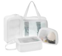 PVC Makeup Toiletry Bag Set, Large Capacity White Travel Pouch