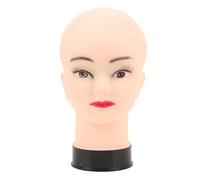 PVC Mannequin Head Bald Head Model Universal Stand Interface Needle Insertable Simulated Skin Touch for Wig Making Massage Training Beauty Makeup Hair Styling Display 28.5cm