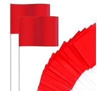 PVC Marker Flags - 100 Pack Pole Mounted Survey Stakes, Construction Site Markers | High Visibility Boundary Marking Indicators Weather Resistant Ground Signaling Tools Long Lasting Outdoor Pro