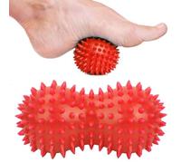 PVC Massage Ball, Peanut Shape Hard Spiky Massage Ball Foot Massager Massager for Hand Foot Massager Roller Ball Tension Muscle Relax (Red)