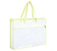 PVC Mesh Sewing Project Bag 45x33x7cm Zippered Dual-Pocket Label