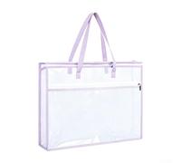 PVC Mesh Sewing Project Bag 45x33x7cm Zippered Dual-Pocket Label