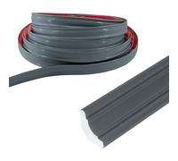PVC Moulding Trim, Flexible Grey Quadrant Trim Floor Beading Grey Skirting Board Coving for Ceilings Worktop Edging Strip for Floor Edges and Corners Decoration(12 * 9mm-2.5m)