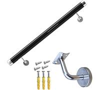 PVC Non Slip Handrail for Stairs 20ft Adjustable Indoor/Outdoor Railing with Wall Mount Brackets Black Safety Staircase Guard for Steps
