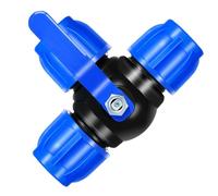 PVC Pipe 3 Way Ball Valve Plastic Shut Off Tee T Type Irrigation Water Splitter Quick Connector blue 50mm