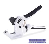 PVC Pipe Cutter Ratcheting - Cuts up to 42mm Outer Diameter | SKD 5 Grade Steel Blade for Smooth, Burr-Free Cuts | Professional Plumbing Tool for DIY, Gardening, and More in Silver Gray