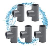 PVC Pipe T-Shaped PVC Pipe Fitting 3-Way Elbow Pipe Connector Diameter 50 mm 90° with Adhesive Sleeve Pipe Hose Accessories 5Pcs