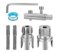 PVC Pipe Thread Cutting Tool Kit, Carbon Steel 1/2” and 3/4”Integrated Internal & External Pipe Threading Tool with Extractor Connecting Rod Wrench Screws & Raw Tape for Various Pipelines