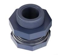 PVC plastic bulkhead internal thread garden socket fitting with silicone seal gasket for water tanks aquariums irrigation and commercial plumbing use (6 points)