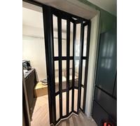 PVC Plastic Folding Sliding Door, Multifold Room Divider with Magnetic Locks for Hallway Bathroom, Pet Proof Concertina Gate