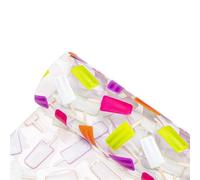 PVC Printed Leather Roll, Transparent PVC Jelly Vinyl 0.3mm Jelly Synthetic Leather Fabric Sheets PVC Translucent Shiny Vinyl(Color-6,Half yard 50 x120cm)