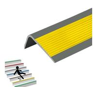 PVC Quadrant Trim, Corner Edging Strip,Stair Edge Protector, Black Nose Molding Self Adhesive, Vinyl Rubber Treads, Non-Slip Tread(Yellow,2pcs/78.7")