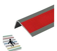 PVC Quadrant Trim, Corner Edging Strip,Stair Edge Protector, Black Nose Molding Self Adhesive, Vinyl Rubber Treads, Non-Slip Tread(Red,8pcs/315")