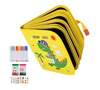 PVC Reusable Doodle Book 20.5x20.5x3.5cm 354g - Portable Erasable Drawing Pad with 12 Pens & Wipes, Double-Sided Cartoon Art Board for Kids Travel