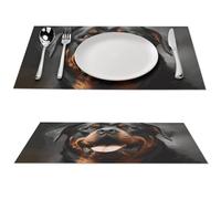 PVC Rottweiler Dog Place Mat 12 X 17 Inch Washable Indoor Outdoor Placemats Heat Resistant Wipeable Durable Table Mats Decoration for Dining Table Kitchen 1 PCS
