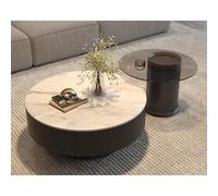 PVC Round Coffee Table With Drawers,simple Modern Coffee Table Set Of 2,Funky Side Table Tempered Glass Tabletop,luxury Circle Unique Coffee Table Round,Coffee For Living Room(White,80cm)
